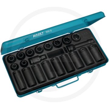 Jeu de clés à douille Hazet, 1/2” - 23 pièces, hexagonales, courtes/longues, à articulation cardan, rallonge