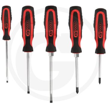 Ks tools ergotorque + schroevendraaierset, 5-delig - geharde klinge, chroom vanadium - 135x48x337 mm