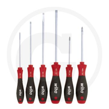 Wiha 6-piece screwdriver set softfinish® - lame de scie : 3.5-6.5 mm, tête Phillips (phillips) : ph1, ph2