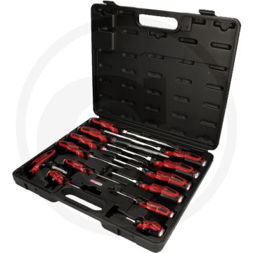 Ks tools slagschroevendraaierset 13-delig met t-greep ratel en kunststofkoffer