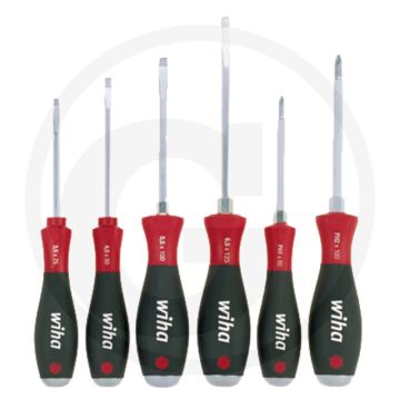 Wiha 6-delige softfinish® schroevendraaierset met zaagsnede en kruiskop - met slagkap