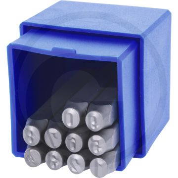 Ks tools slagcijferset, 10-delig, 0 - 9, 4-kant schaft, 5 - 6mm schrifthöhe