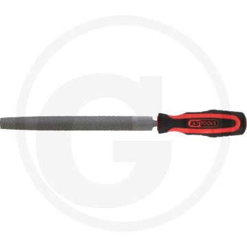 Lime demi-ronde Ks Tools, DIN 7261, forme E, 200 mm, manche à deux composants, acier à outils spécial