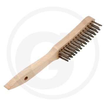 Brosse en acier 3 rangées 290mm 0.35mm - manche en bois - puissance de nettoyage - rigidité du fil 0.35mm