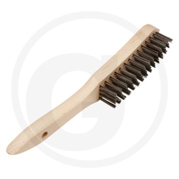 Brosse en acier 4 rangées 290mm 0.35mm - manche en bois - puissance de nettoyage - rigidité du fil 0.35mm