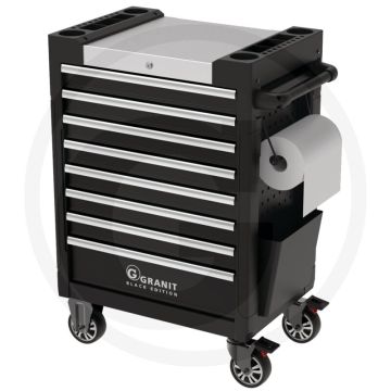 Black edition gereedschapswagen dynamic 2.0 heavy gevuld, 214-delig - stabiele plaatstaalconstructie, 8 schuiflades, rvs werkblad