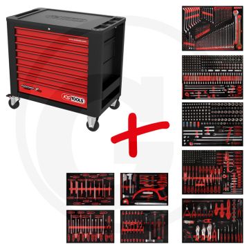 Ks tools gereedschapswagen p20 inclusief 706 gereedschappen - zwart / rood