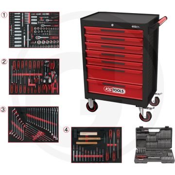Ks tools ecoline gereedschapswagen 215-delig met 7 schuiflades - 300 kg draagvermogen