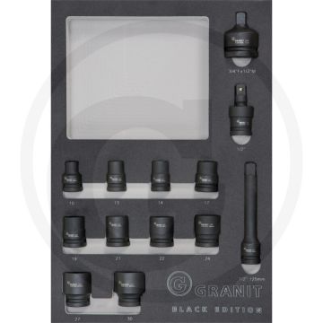 Black edition moduleset 1/2"-krachtdoppen 13-delig, metrisch - afmetingen: 280 x 407 x 40 mm