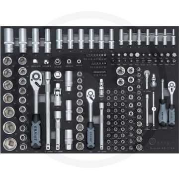 Black edition black edition moduleset dopsleutelset, metrisch 1/4", 3/8" en 1/2", 163-delig, afmetingen: 564 x 407 x 40 mm