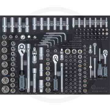 Black edition black edition moduleset dopsleutels, inch 1/4", 3/8" en 1/2", 179-delig - afmetingen: 564 x 407 x 40 mm
