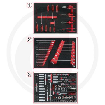 Ks tools gereedschapsmodule-set, premium 215-delig - 179-delig dopsleutelset 1/4”, 3/8”, 1/2”