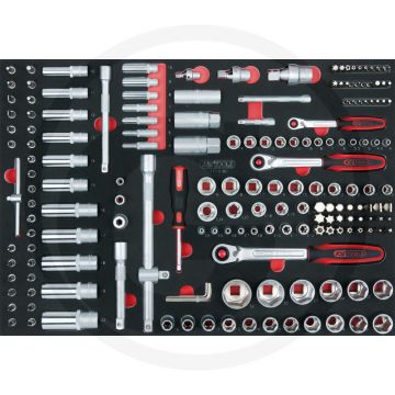 Ks tools dopsleutelset 180-delig 1/4” + 3/8” + 1/2" met hoogwaardig chroom-vanadiumstaal