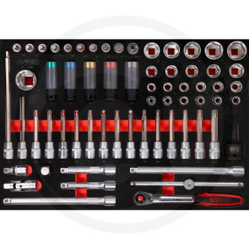 Ks tools einlage bit-stecknüsse 64-teilig - 1/2" opname, 561mm breed, 9110g gewicht
