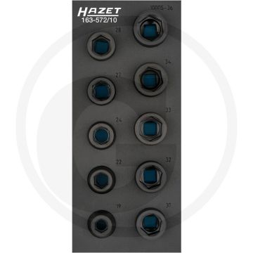 Hazet krachtdopsleutelset 10-delig 20 mm (3/4") - buiten 6-kant profiel 19-36 mm
