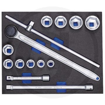 Gedore dopsleutelassortiment 3/4" in ct-module, 14-delig, doppen 22-50 mm.