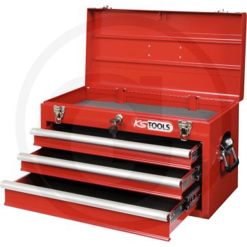 Ks tools gereedschapskist met 3 schuifladen rood gelakt - laadvermogen 50kg