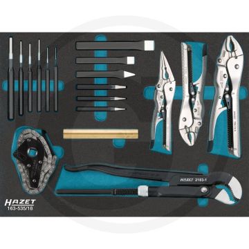 Hazet werkzeug-satz 18-teilig met hazet safety-insert-system (sis) - passend für hazet assistent 398 mm - abmessungen 519 mm x 392 mm
