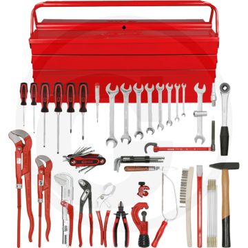 Ks tools sanitair-premium-gereedschapsset, in metallkiste, 34-tlg. - optimaal voor sanitairwerk