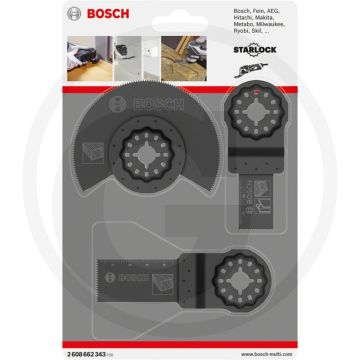 Bosch basis-holz-set, 3-teilig für oszillierende multifunktionswerkzeuge - mit starlock-aufnahmesystem.