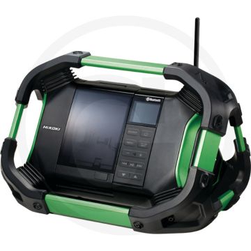Hikoki bouwradio, werkt op accu's of netspanning, dab+/fm-ontvangst, 2x90 mm luidsprekers, ipx4 waterbestendig