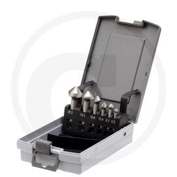 Jeu d'embouts à fraiser 6 pièces en coffret plastique, Ø 6.3/8.3/10.4/12.4/16.5 et 20.5 mm