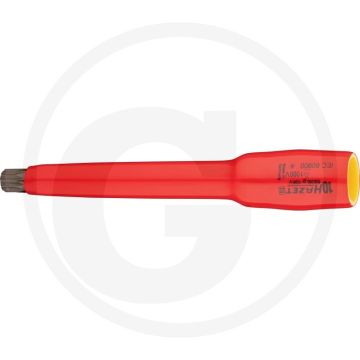 Hazet schraubendreher-einsatz vierkant 10 mm (3/8 zoll), innen vielzahn profil xzn, m10 - lange ausführung, schutzisoliert, made in germany