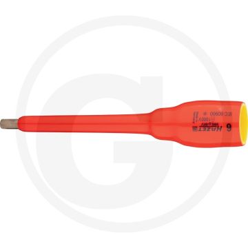 Hazet schraubendreher-einsatz vierkant 12,5 mm (1/2 zoll), innen-sechskant profil 6 mm - lange ausführung, schutzisoliert, made in germany