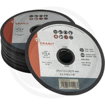 Doorslijpschijven, staal dun - Ø125mm x 1,5mm x 22,2mm - 25 stuks