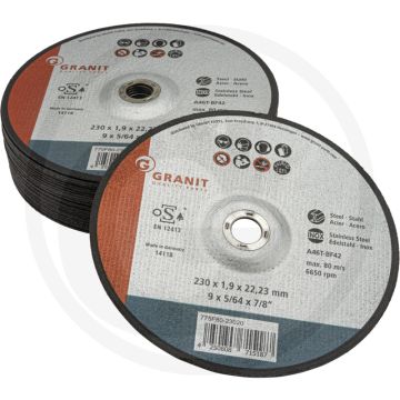 Doorslijpschijf staal / rvs dun - Ø 230mm x 1,9mm x 22,2mm - 25 stuks