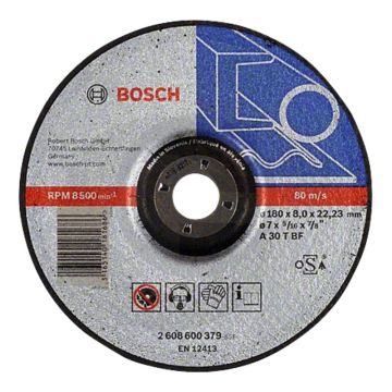 Bosch afbraamschijf gebogen, voor metaal, Ø230mm x 8mm x 22,2mm