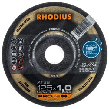 Disque à tronçonner Rhodius xt38 pour acier inoxydable 115x1,5x22,2mm