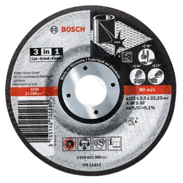 Bosch 3-in-1 schijf - doorslijpschijf Ø115mm x 2,5mm - gebogen