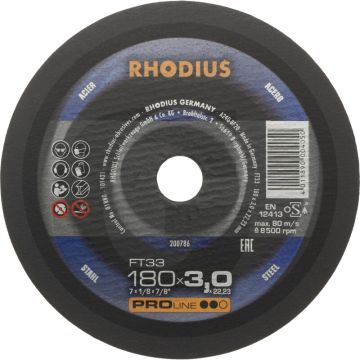 Disque à tronçonner rhodius ft33 ft33 pour acier Ø180x3,0x22,2mm