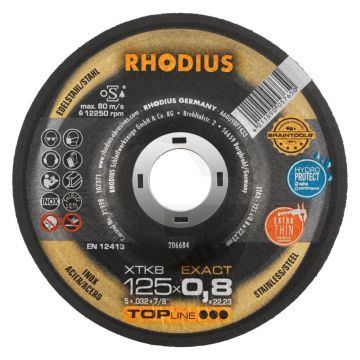 Disque à tronçonner Rhodius rhodius XTK8 Exact, courbé, 125 x 0,8 x 22,2 mm