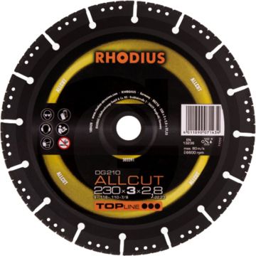 Disque à tronçonner diamanté Rhodius rhodius DG210 AllCut 125 mm x 3,0 mm x 2,5 mm - coupe droite