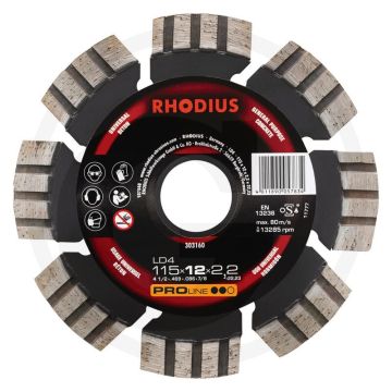 Disque à tronçonner diamanté Rhodius rhodius ld4 ld4 - Ø 115 x 2,2 mm - 13 300 tr/min