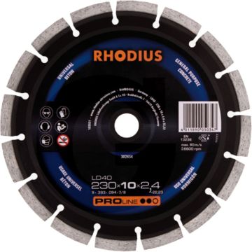 Disque à tronçonner diamanté Rhodius rhodius LD40 LD40 - Ø 180 x 2,4 x 22,2 mm, hauteur de segment : 10 mm
