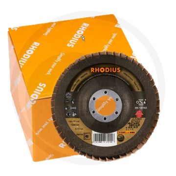 Disque à lamelles Rhodius « Jumbo Speed Ceramicon », série « Jumbo Speed » - à coupe oblique, Ø 125 mm, k 40, 125 x 22,2 mm, 12 250 tr/min