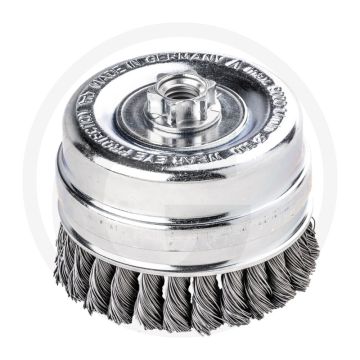 Brosse à godets - acier, 0.5mm, d:125mm, h:23mm, d:5\/8" - 11 unc, 7000 rpm max.