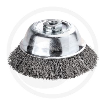 Topfbürste mit gewelltem stahldraht, d125mm, h30mm, 8000 u/min.