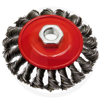 Ks tools kegelvormige ronde borstel van staaldraa gevlochten, staaldraad 0,5 mm - voor haakse slijpers - 115 mm