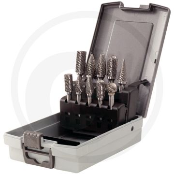 Ks tools hm freesstiften-set in kunststof cassett 10-delig - voor het ontbramen, kanten breken en oppervlaktebewerking