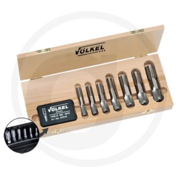 VÖlkel vÖlkel hextap-set 12-dlg. in houten box, draadtappen g 1/8" - 1"
