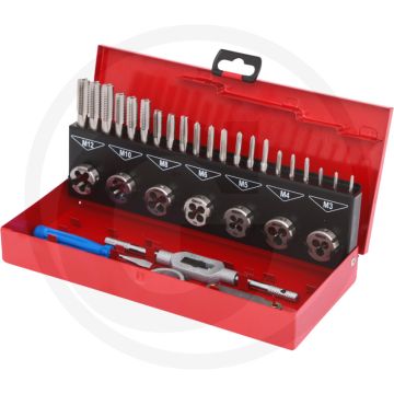 Ks tools hss-draadsnijgereedschapset 32-delig - universele set met verstelbaar wringijzer en snijplaathouder