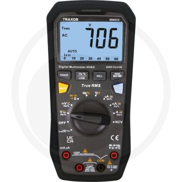 Traxor traxor multimeter "mm85x" cat iii 1.000v, cat iv 600v, automatische bereikkeuze - lcd display