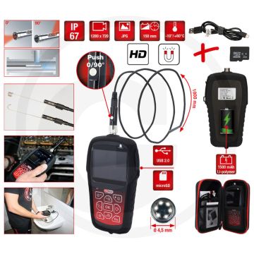 Ks tools hd-videoskop-satz Ø 4,5 mm mit 0° und 90° hd frontkamera-sonde - 4,5 mm hd kamera & led-lampen