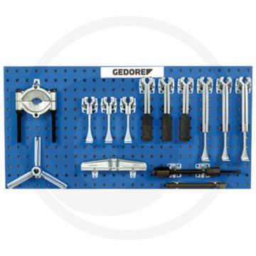 Gedore gedore trekkerset vrachtwagenwerkplaats • 14-delig • gemonteerd op geperforeerde wandplaat • spanbreedte 260mm