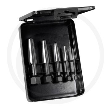 Rennsteig boutenuitdraaierset tweezijdig in metalen koffer, maat: 1 - 5, boutafmeting: m5 - m20