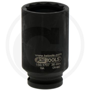 Ks tools 1/2” speciale cardanas krachtdopsleutel, lang, 36 mm - voor gelenkwellen, kardanwellenflansch